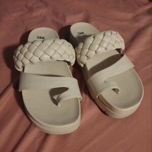 Cream colored platform sandals